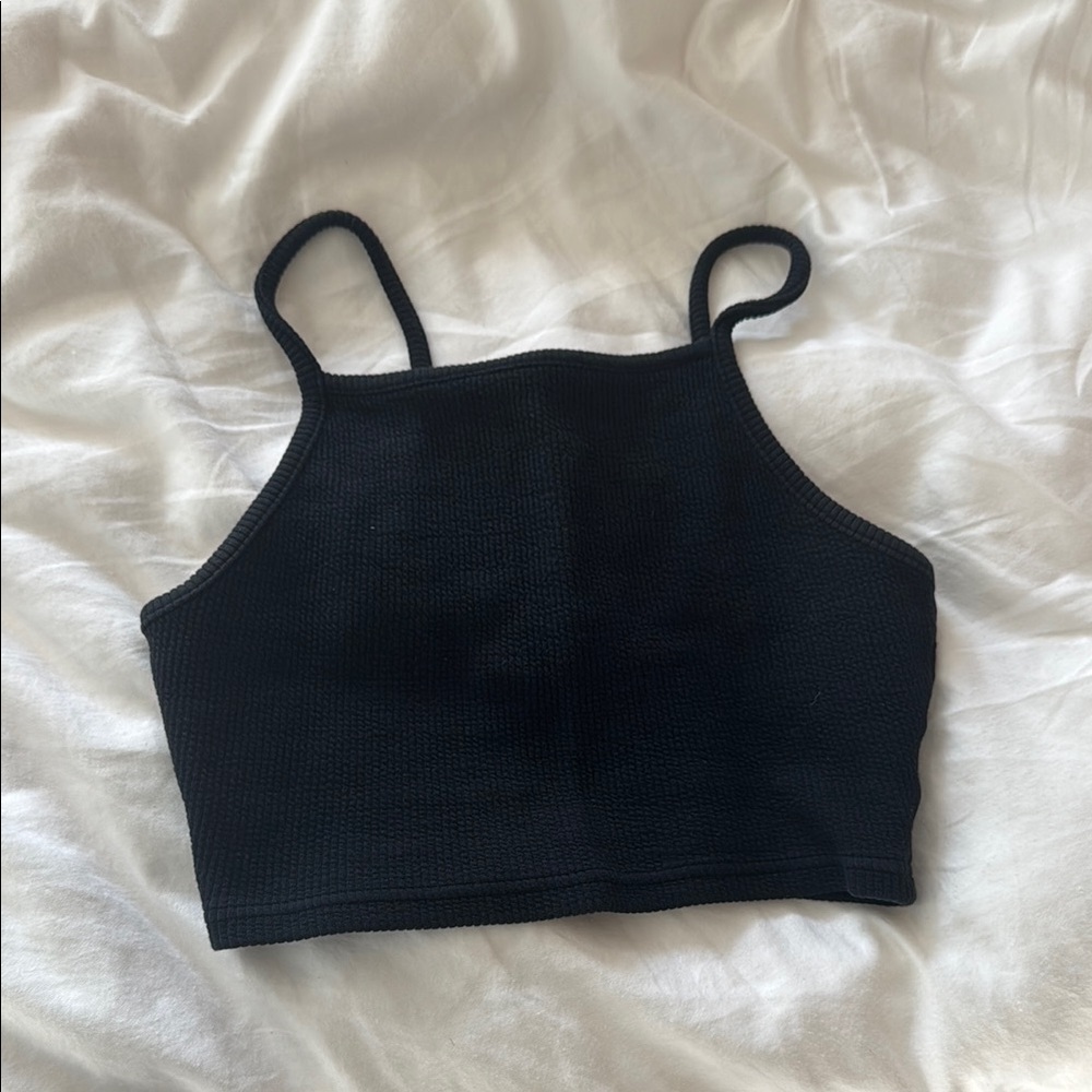 Topshop Black Ribbed Crop Top